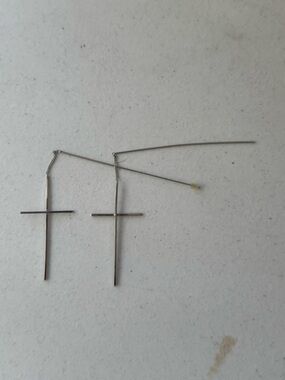 Sterling Silver Cross Threader Earrings - Silver